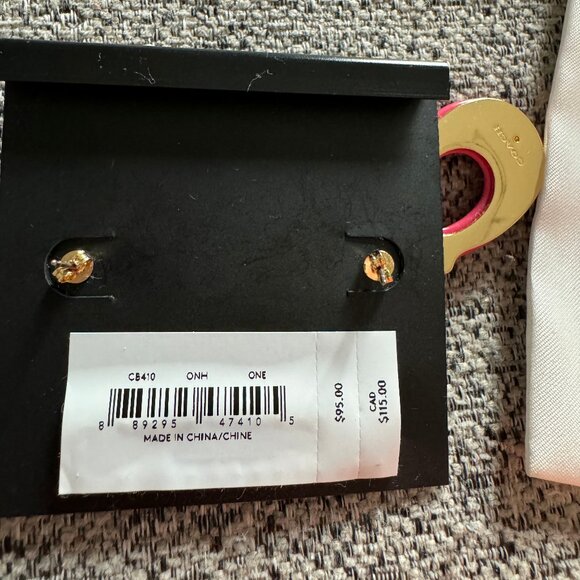 EUC Coach large signature enamel drop earrings #CB410 color pink/gold (ONH) - Picture 3 of 6